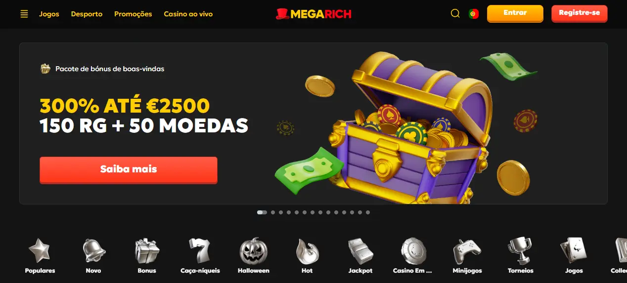 Página principal de Megarich — imagem ilustrativa